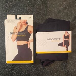 Secret in Motion Black Seamless Ribbed Leggings And Cropped Tank Set Size Small